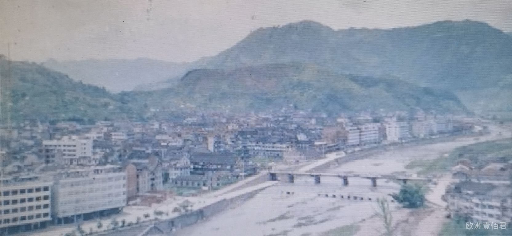 1990年代的文成县大峃镇珊门桥